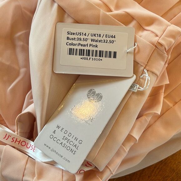 JJ’s House  pearl pink caplet sheath knee length chiffon pleated skirt - Picture 15 of 16